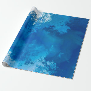 Elegant Abstract Blue Ocean Waves Acrylic Art Wrapping Paper