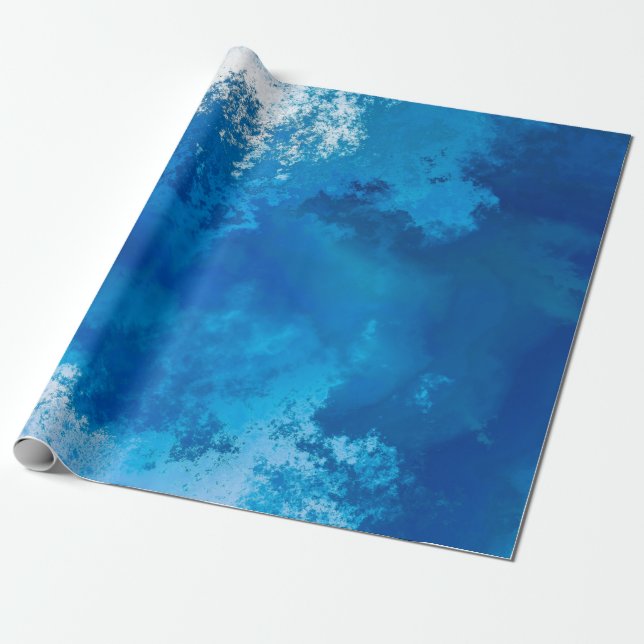 Elegant Abstract Blue Ocean Waves Acrylic Art | Wrapping Paper (Unrolled)