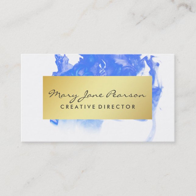 Elegant Abstract Blue Watercolor Brushstrokes Business Card (Front)