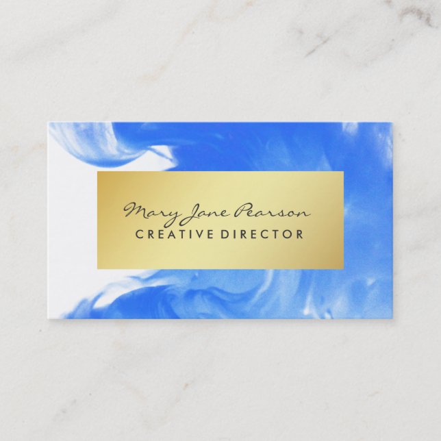 Elegant Abstract Blue Watercolor Brushstrokes Business Card (Front)