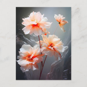 Elegant Abstract Blush Flower Misty Flow Announcement Postcard