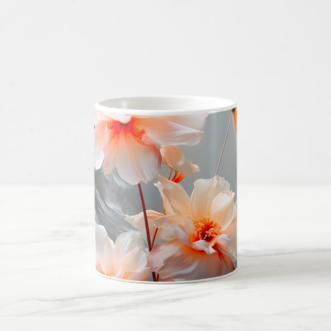 Elegant Abstract Blush Flower Misty Flow Coffee Mug (Center)