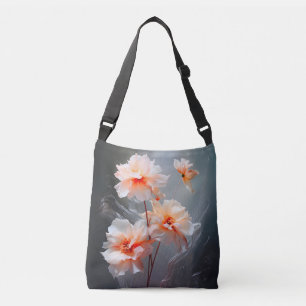 Elegant Abstract Blush Flower Misty Flow Crossbody Bag
