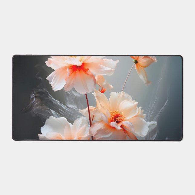 Elegant Abstract Blush Flower Misty Flow Desk Mat (Front)