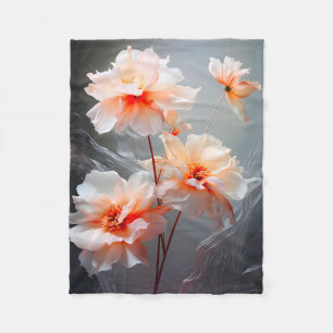 Elegant Abstract Blush Flower Misty Flow Fleece Blanket