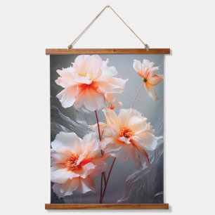 Elegant Abstract Blush Flower Misty Flow Hanging Tapestry