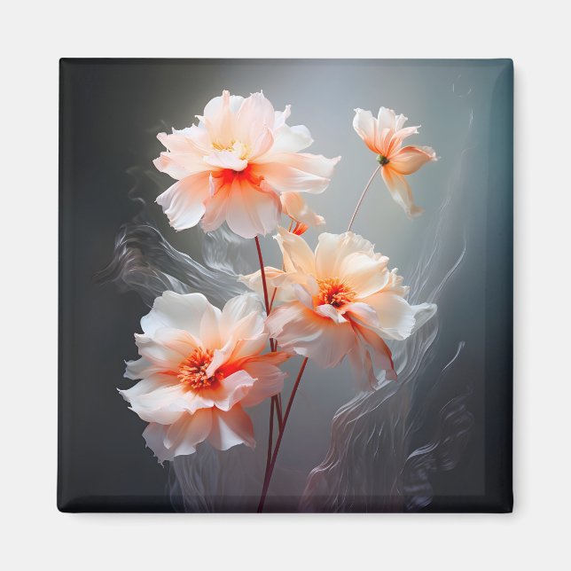 Elegant Abstract Blush Flower Misty Flow Magnet (Front)