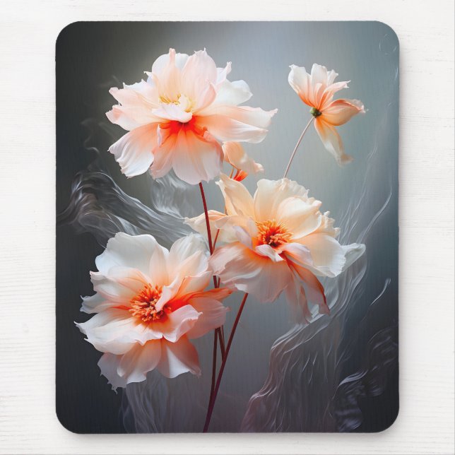 Elegant Abstract Blush Flower Misty Flow Mouse Pad (Front)