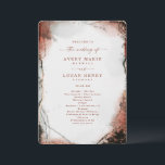 Elegant Abstract Burnt Orange Wedding Ceremony Program<br><div class="desc">Modern Abstract Ethereal Watercolor Burnt Orange Wedding Programs. This modern design is beautify hand-painted with rich colours that are perfect for Fall. Shown in the Autumn Wedding Colour Palette colorway of: Dark Hunter Green, Stone Grey, Autumn Burnt Orange, Almond Beige, and Evergreen. With faux Metallic glitter foil details, and a...</div>