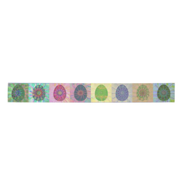 Elegant, Abstract Colourful Easter Eggs Art Satin Ribbon (Front)