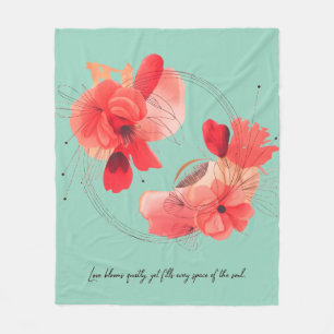 Elegant Abstract Coral Floral Art Fleece Blanket