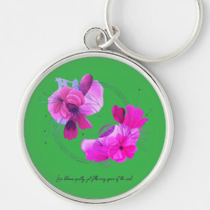Elegant Abstract Coral Floral Art Key Ring