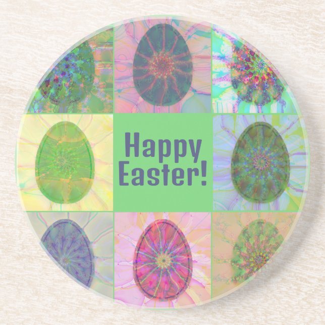 Elegant Abstract Decorative Colourful Eggs Collage Coaster (Front)