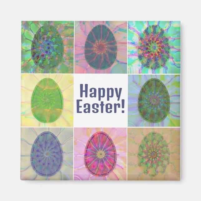 Elegant Abstract Decorative Colourful Eggs Collage Magnet (Front)