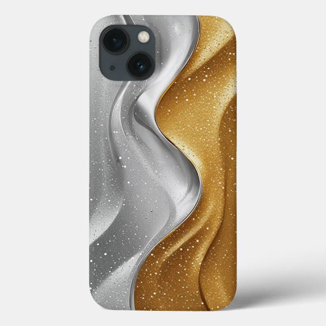 Elegant Abstract Design with Gold and Silver Case-Mate iPhone Case (Back)