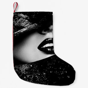 Elegant abstract diagonal golden background with l small christmas stocking