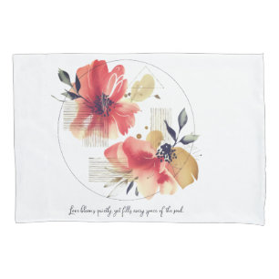 Elegant Abstract Floral Art with Gold Accents Pillowcase