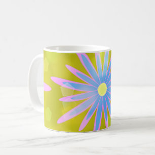 Elegant Abstract Floral Art Yellow Blue Pink Bokeh Coffee Mug