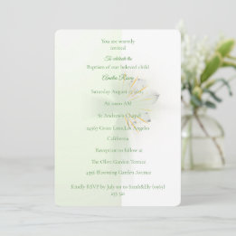 Elegant Abstract Floral Cross Baptism invitation