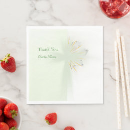 Elegant abstract floral Cross baptism napkin 