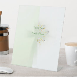 Elegant abstract floral Cross baptism pedestal sig Sign