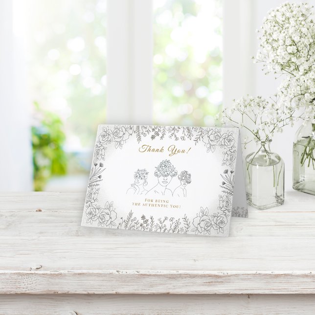 Elegant Abstract Floral Hair Blooms Women's Day Thank You Card (Creator Uploaded)