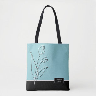 Elegant Abstract Floral Line Art personalised Tote Bag