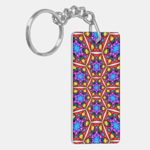 Elegant Abstract Floral Pattern Key Ring