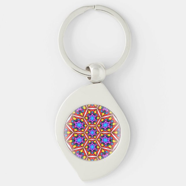 Elegant Abstract Floral Pattern Key Ring (Front)