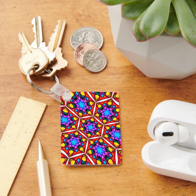 Elegant Abstract Floral Pattern Key Ring (Desk)