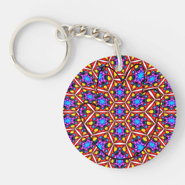 Elegant Abstract Floral Pattern Key Ring (Front)
