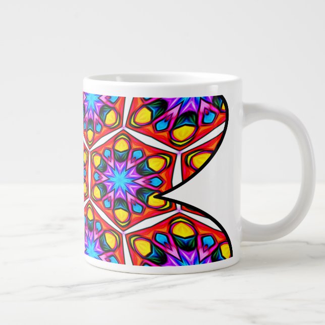 Elegant Abstract Floral Pattern Large Coffee Mug (Right)