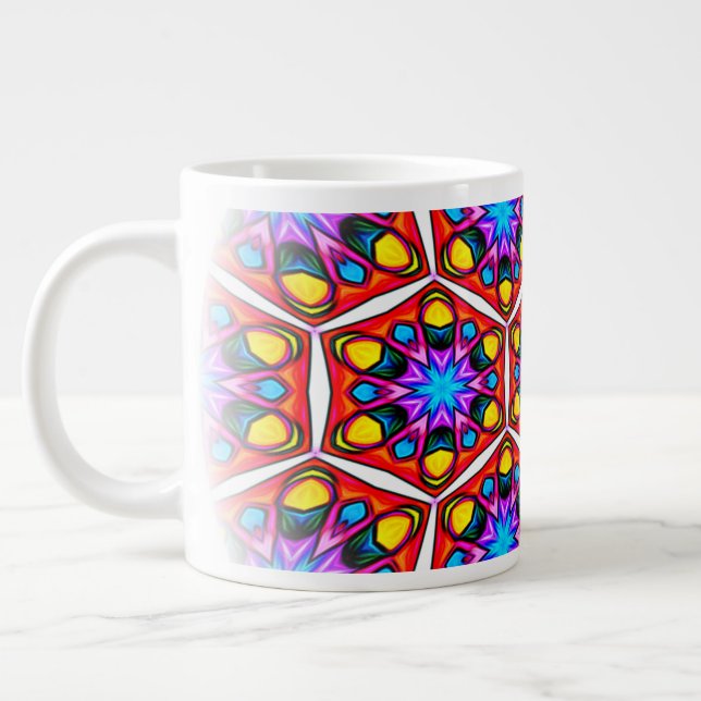 Elegant Abstract Floral Pattern Large Coffee Mug (Left)