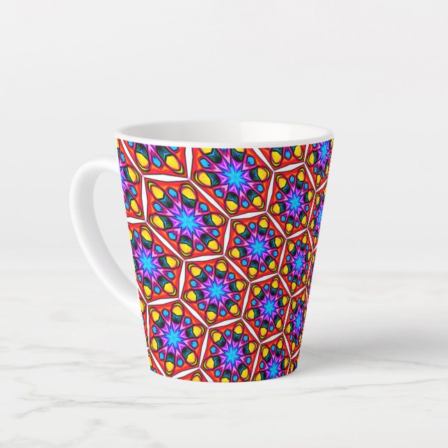 Elegant Abstract Floral Pattern Latte Mug (Left Angle)