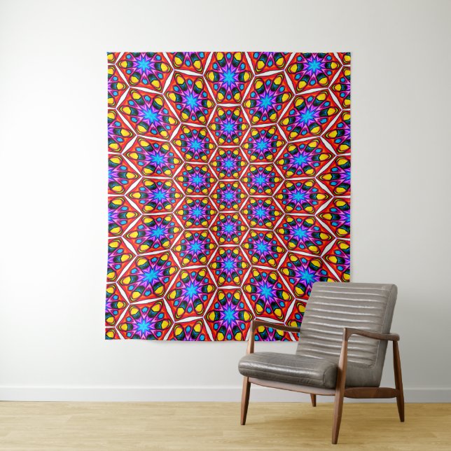 Elegant Abstract Floral Pattern Tapestry (In Situ)