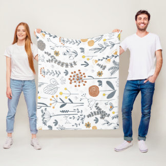 Elegant Abstract Floral Seamless Pattern Fleece Blanket