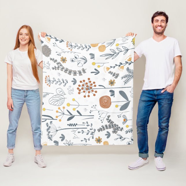 Elegant Abstract Floral Seamless Pattern Fleece Blanket (In Situ)