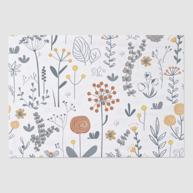 Elegant Abstract Floral Seamless Pattern Tissue Paper (Front)