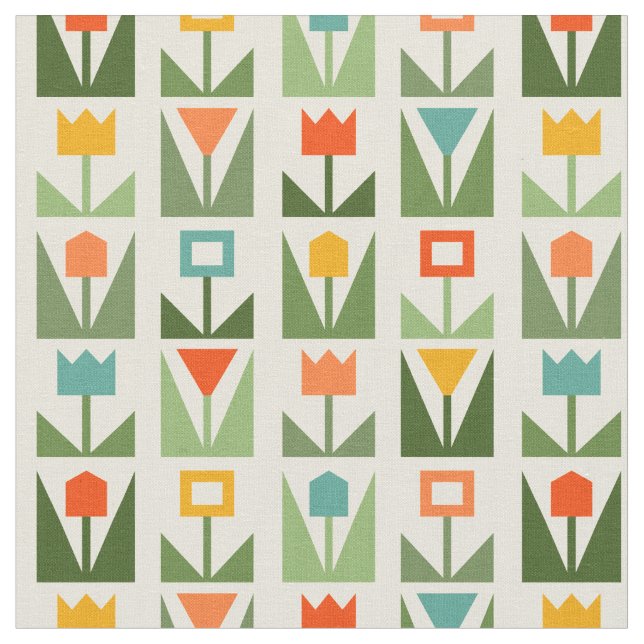 Elegant Abstract Floral Spring Pattern Fabric (Close Up)