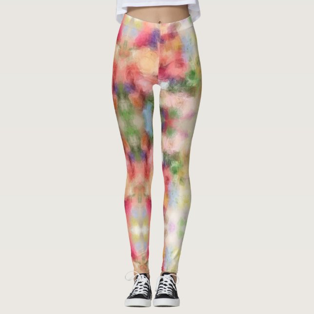 Elegant Abstract Floral Template Modern Colourful Leggings (Front)