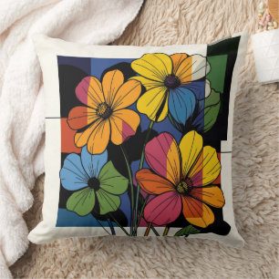 Elegant Abstract Flowers Cushion