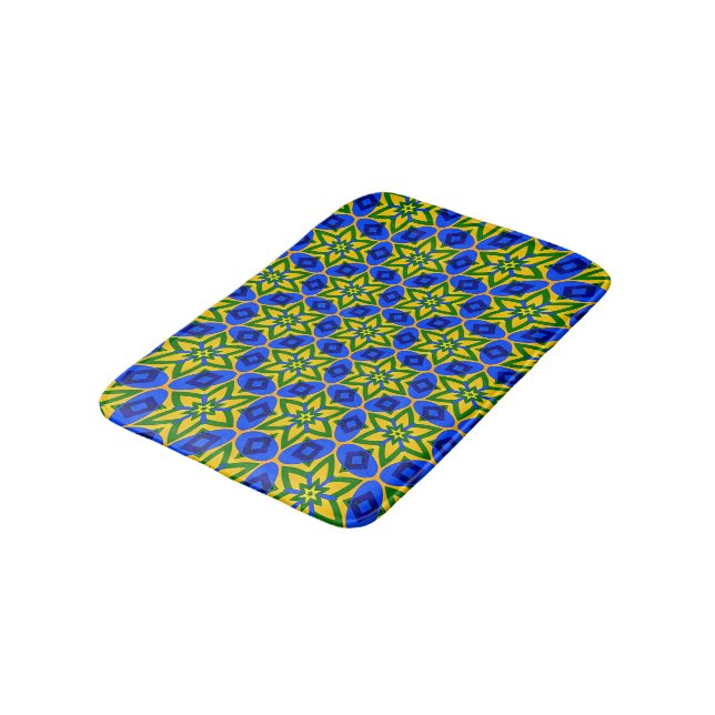 Elegant Abstract Flowers Pattern Bath Mat (Angled)