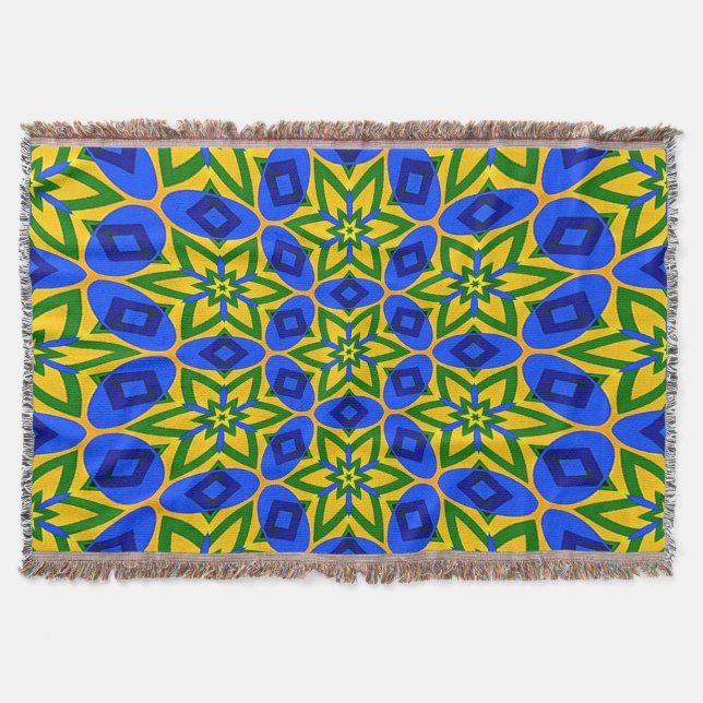 Elegant Abstract Flowers Pattern Throw Blanket (Front)