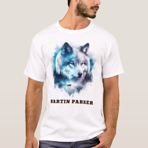 Elegant Abstract Funny Wolf and Moon Men's Basic T-Shirt