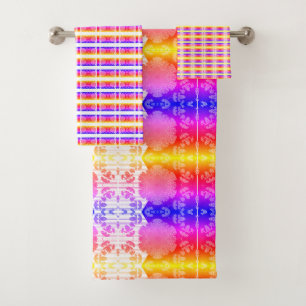 Elegant Abstract Geometric Backround Multicolor Bath Towel Set