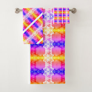 Elegant Abstract Geometric Backround Multicolor Bath Towel Set