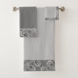 Elegant Abstract Geometric Pattern Gery Var 3 Bath Towel Set