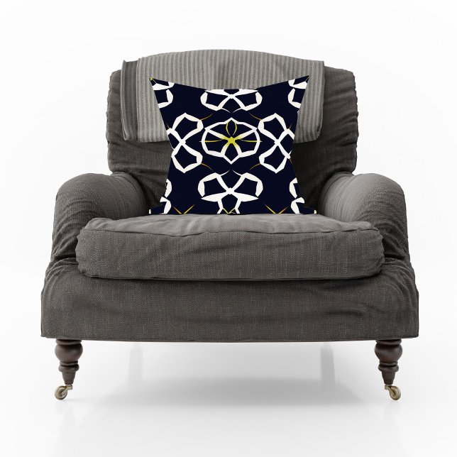 Elegant Abstract Geometric Pattern in Navy Blue Cushion (Creator Uploaded)