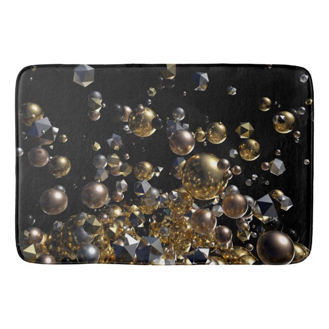 Elegant Abstract Geometry Explosion -Gold & Silver Bath Mat (Front)