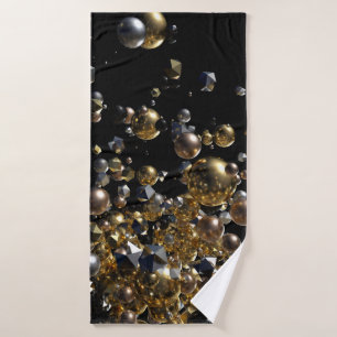 Elegant Abstract Geometry Explosion -Gold & Silver Bath Towel